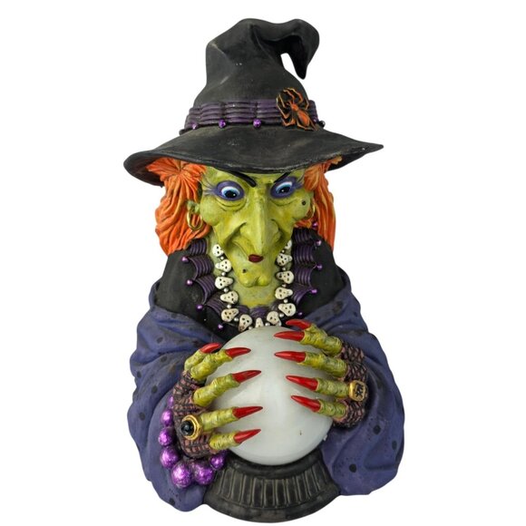Vtg Hagatha The Witch Crystal Ball Fortune Teller Lighted Grandin Road Halloween - Picture 1 of 10